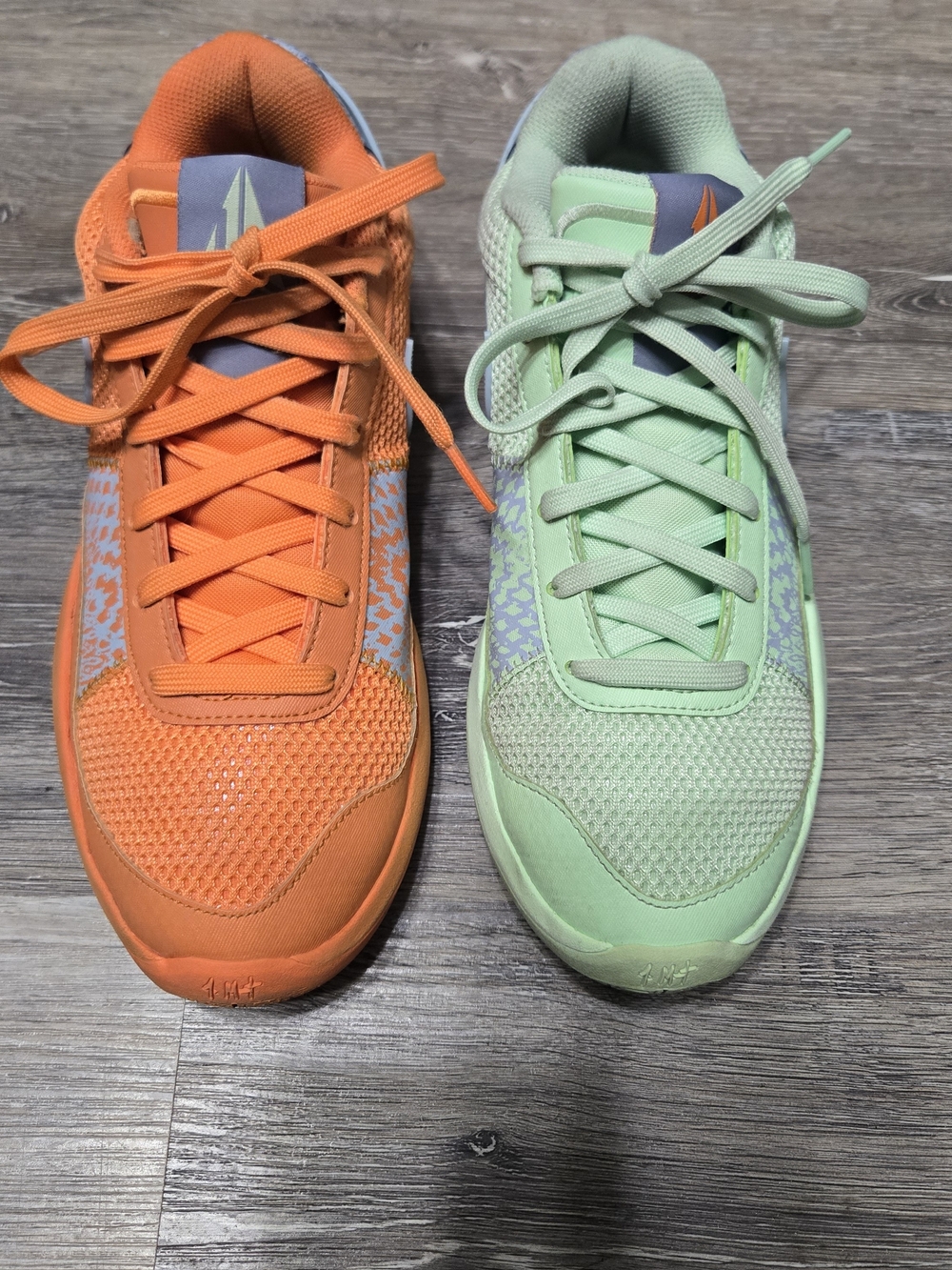 Nike Ja 1 Mismatched Basketball Shoes in Bright Mandarin and Vapor Green